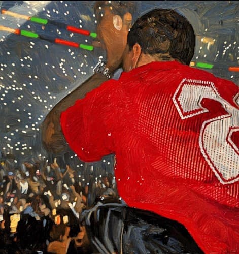 tears on his rings and chains